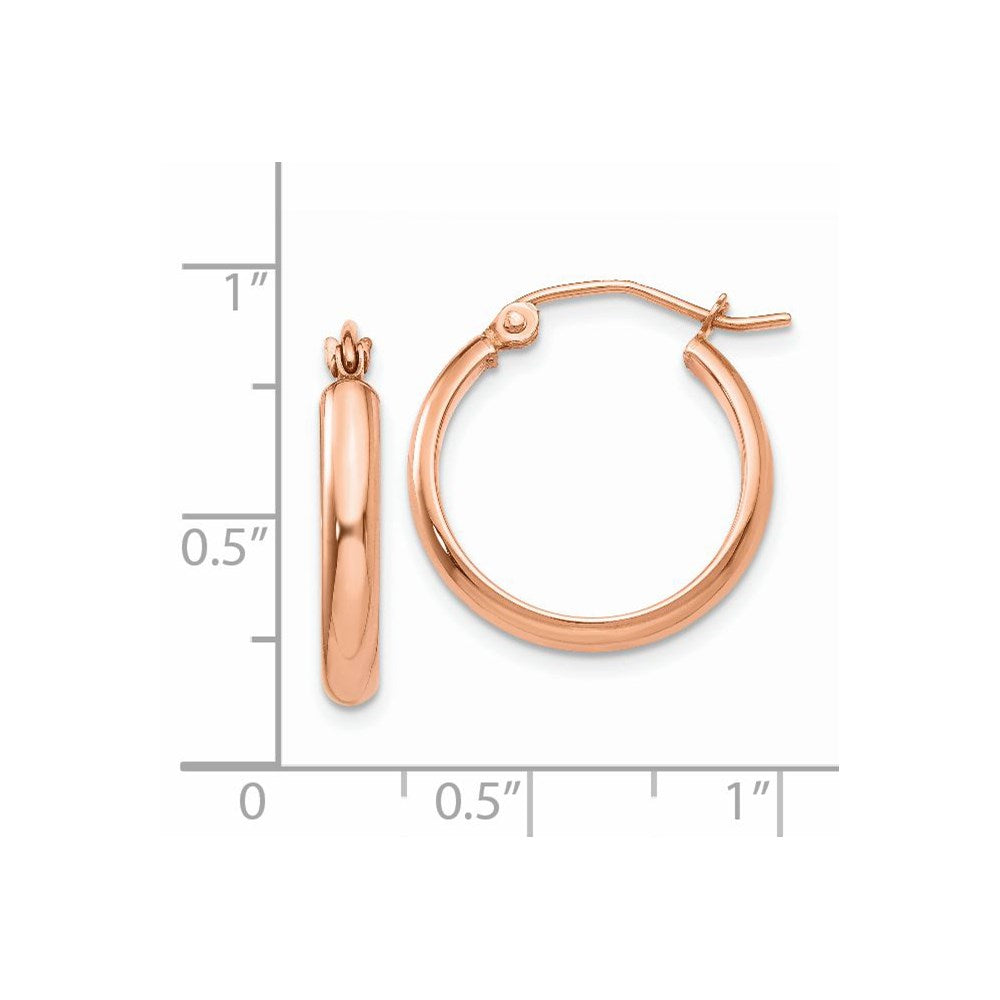 14k Rose Gold 2.75x18mm Polished Tube Hoop Earrings