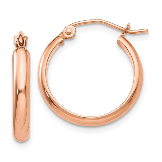 14k Rose Gold 2.75x18mm Polished Tube Hoop Earrings