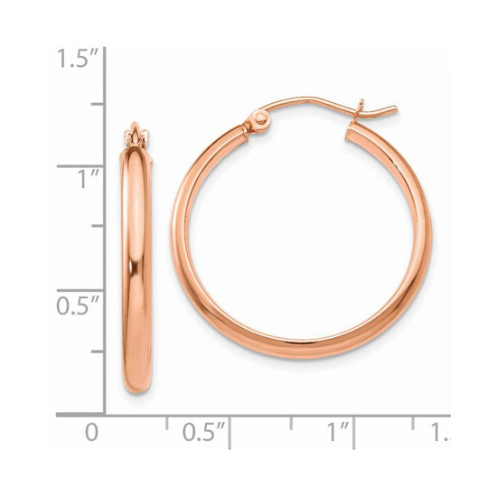 14k Rose Gold 2.75x25mm Polished Tube Hoop Earrings