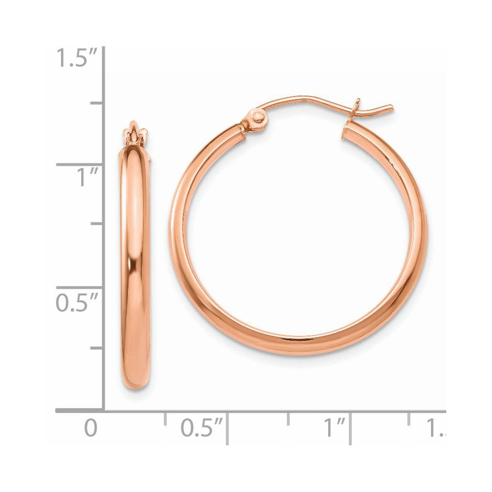 14k Rose Gold 2.75x25mm Polished Tube Hoop Earrings