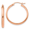 14k Rose Gold 2.75x25mm Polished Tube Hoop Earrings