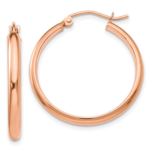 14k Rose Gold 2.75x25mm Polished Tube Hoop Earrings