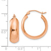 14k Rose Gold 7x21mm Polished Hoop Earrings