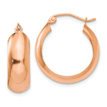 14k Rose Gold 7x21mm Polished Hoop Earrings