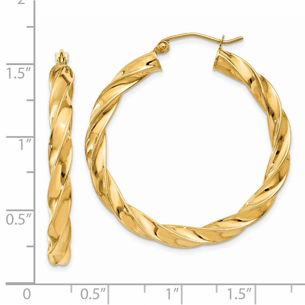 4mm Gold Twisted Tube Hoop Earrings
