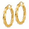 4mm Gold Twisted Tube Hoop Earrings