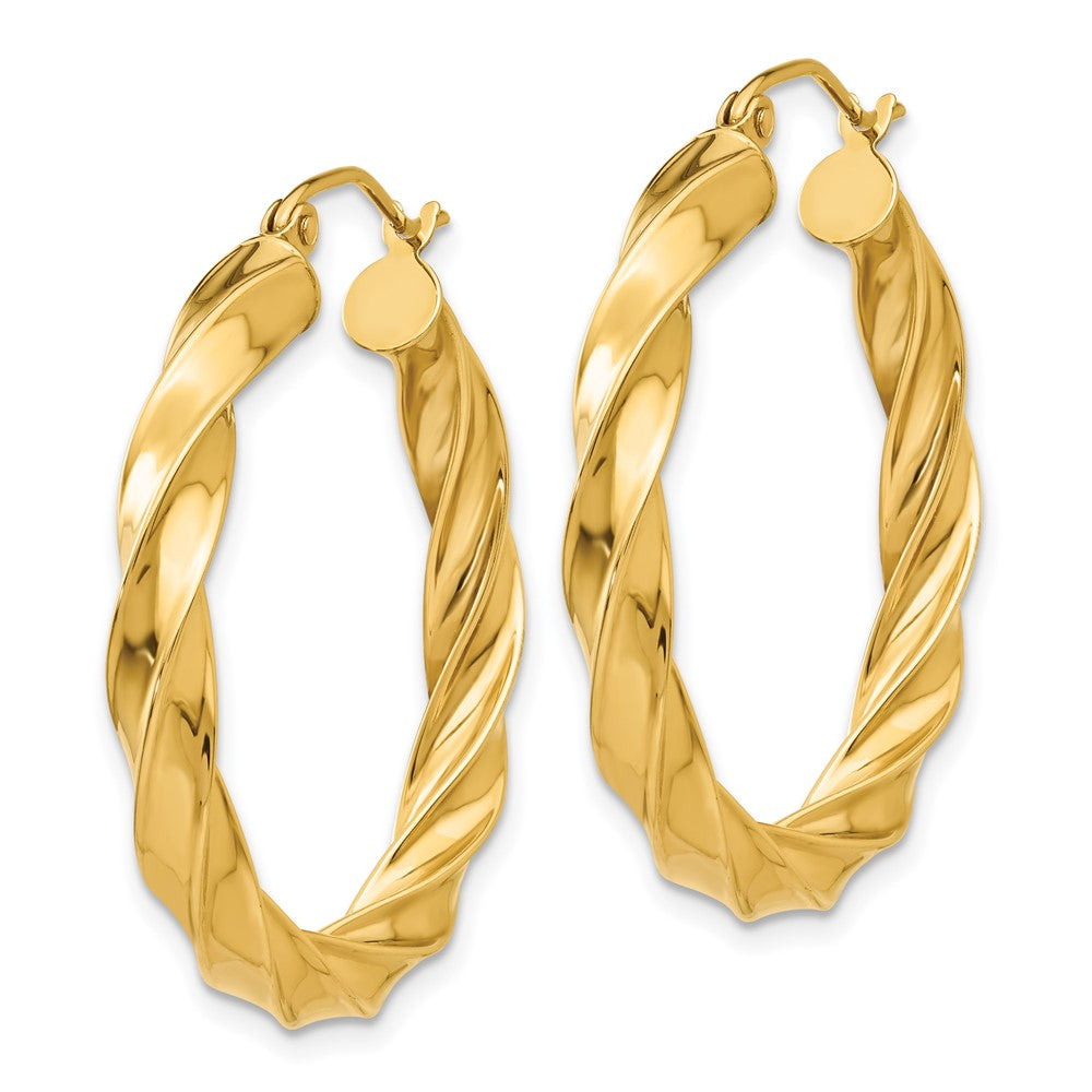 4mm Gold Twisted Tube Hoop Earrings