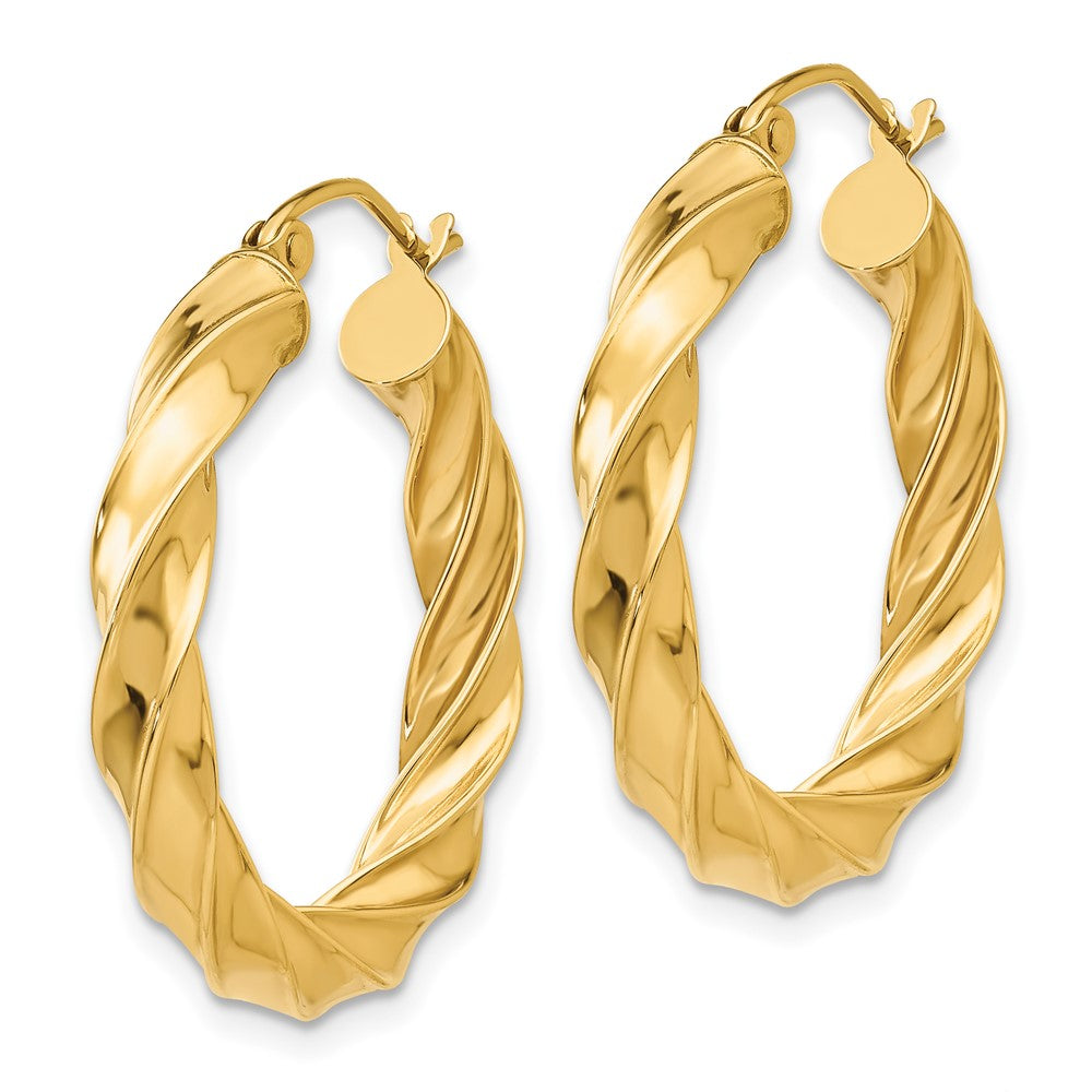 4mm Gold Twisted Tube Hoop Earrings