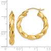 4mm Gold Twisted Tube Hoop Earrings