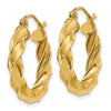 4mm Gold Twisted Tube Hoop Earrings
