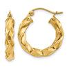 4mm Gold Twisted Tube Hoop Earrings