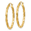 2.5mm Gold Satin Polished Twisted Tube Hoop Earrings