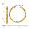 2.5mm Gold Satin Polished Twisted Tube Hoop Earrings