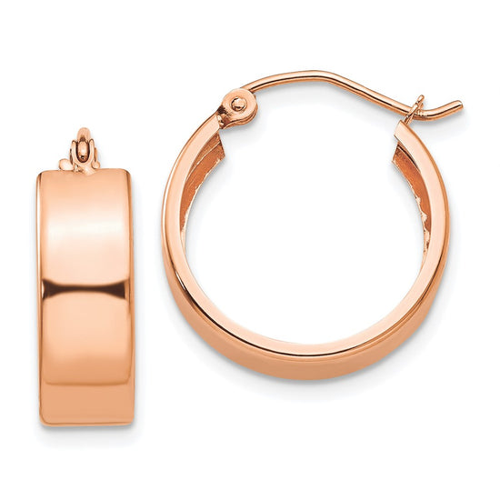 14k Rose Gold 5.5x18mm Polished Hoop Earrings