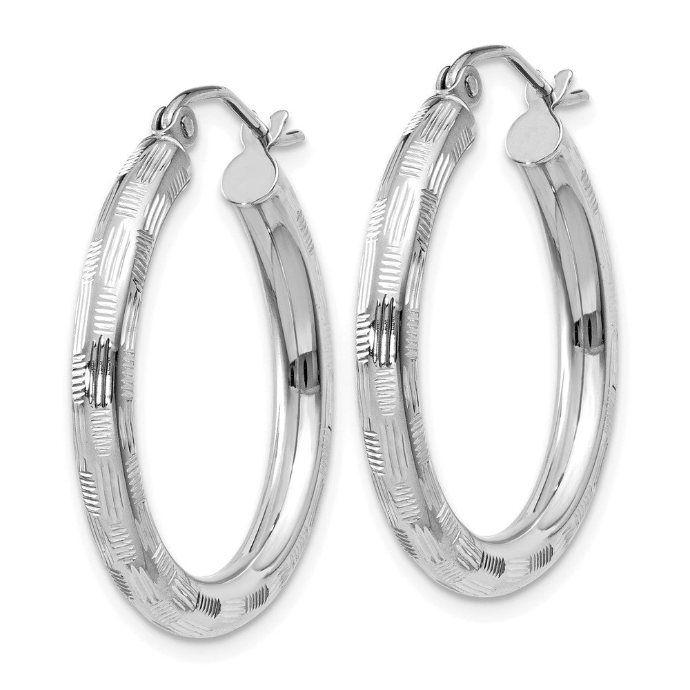 Gold Patterned Diamond-cut Hoop Earrings