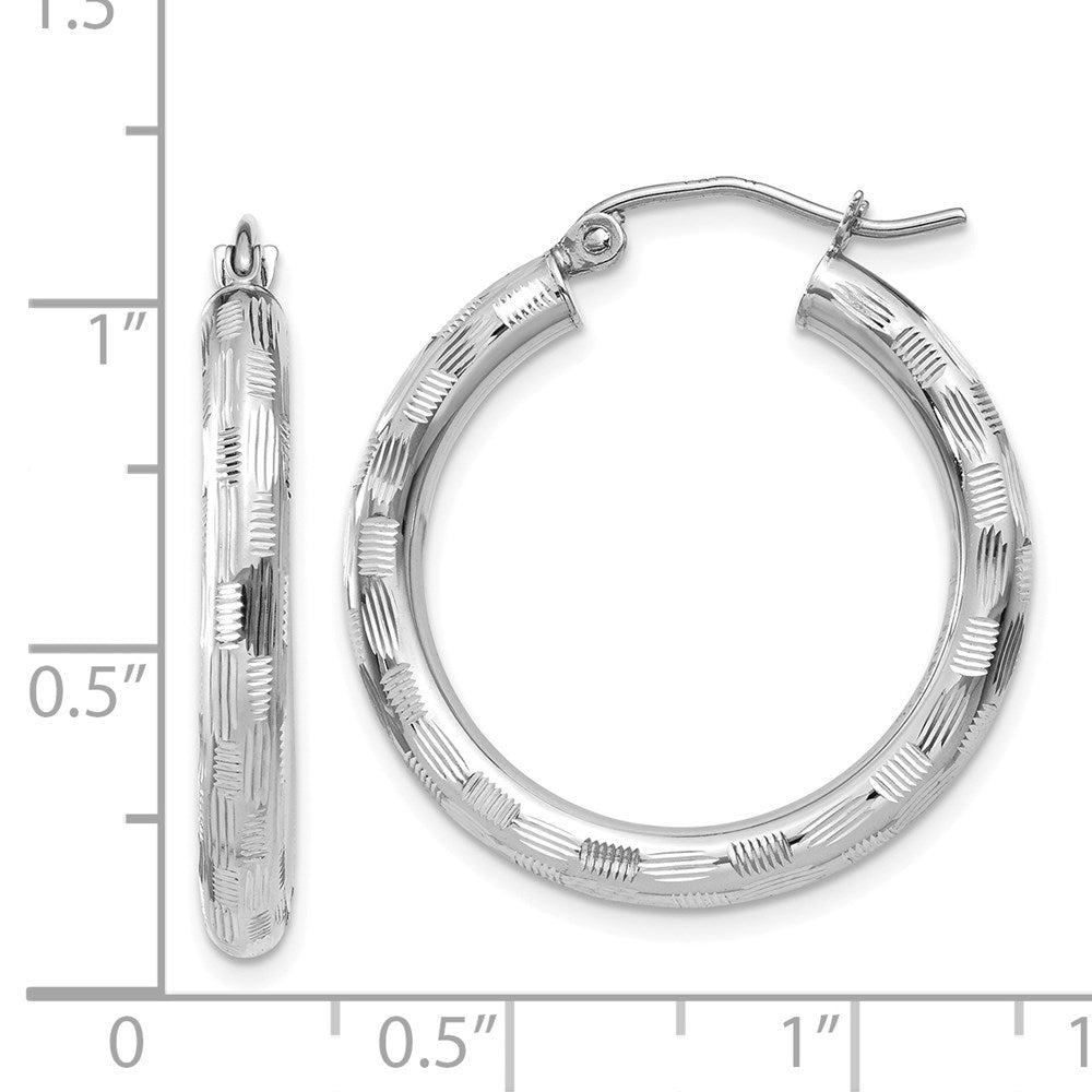 Gold Patterned Diamond-cut Hoop Earrings