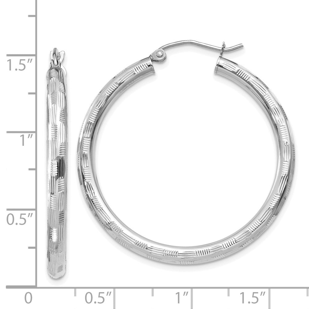 Gold Patterned Diamond-cut Hoop Earrings