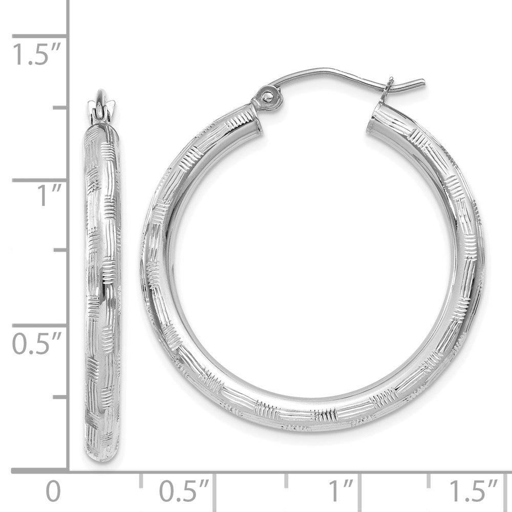 Gold Patterned Diamond-cut Hoop Earrings