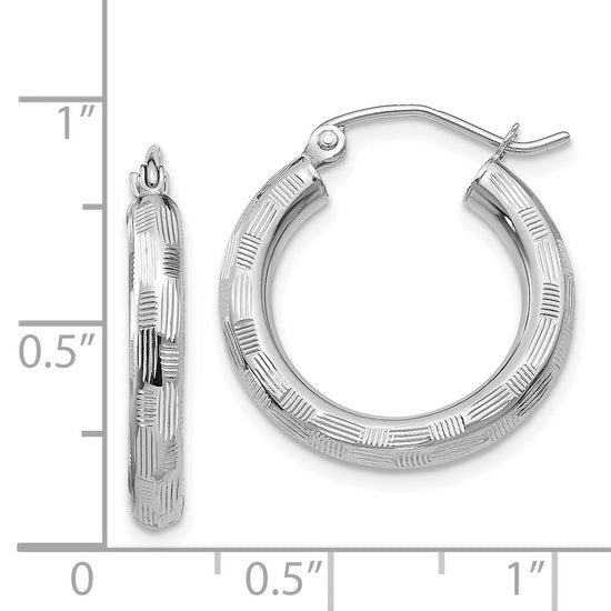 Gold Patterned Diamond-cut Hoop Earrings