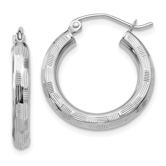 Gold Patterned Diamond-cut Hoop Earrings