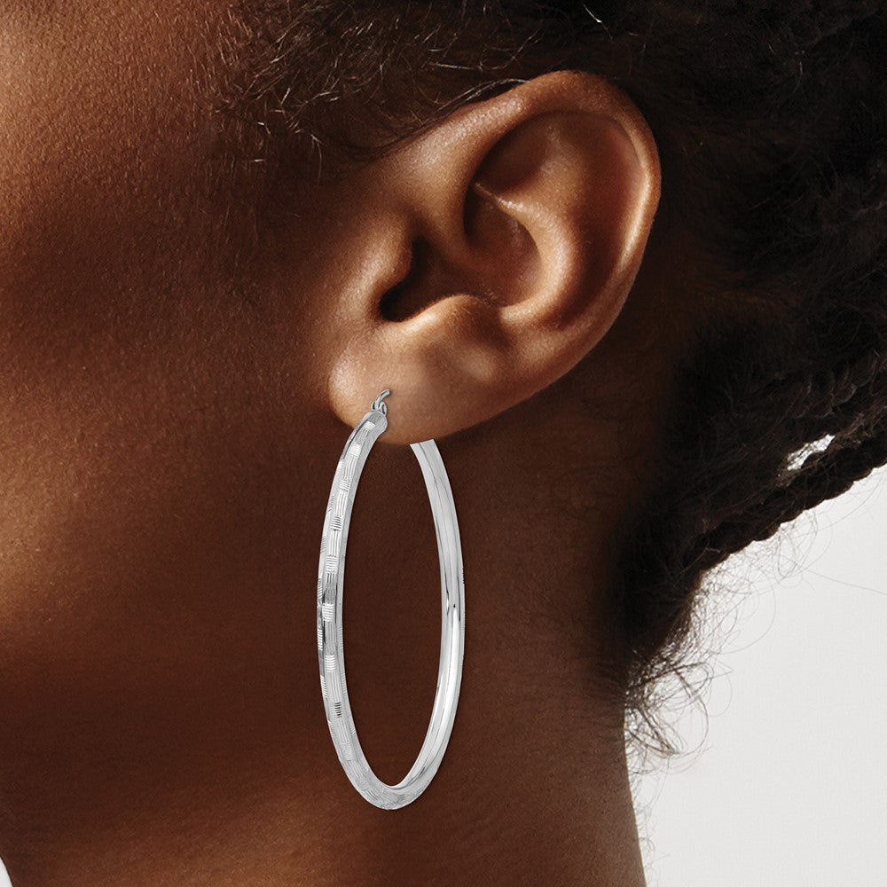 Gold Patterned Diamond-cut Hoop Earrings