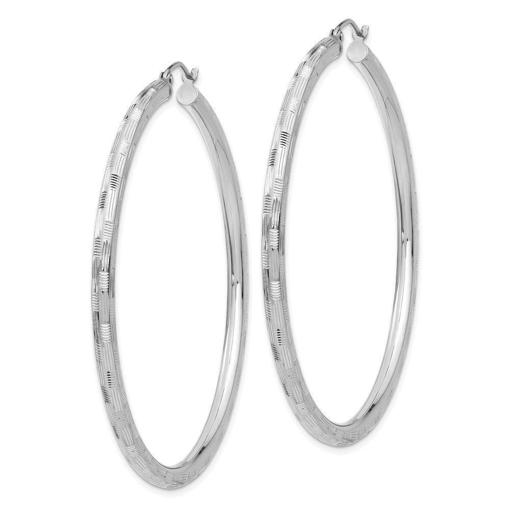 Gold Patterned Diamond-cut Hoop Earrings