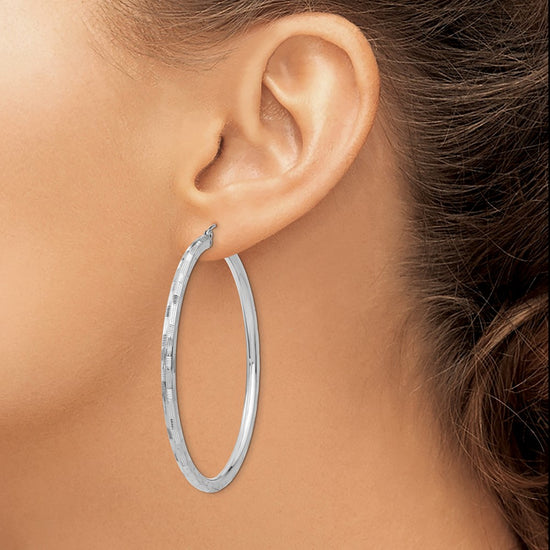 Gold Patterned Diamond-cut Hoop Earrings