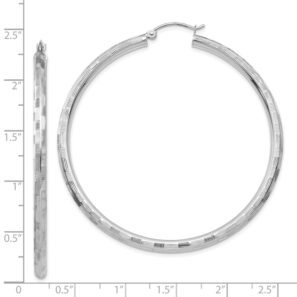 Gold Patterned Diamond-cut Hoop Earrings