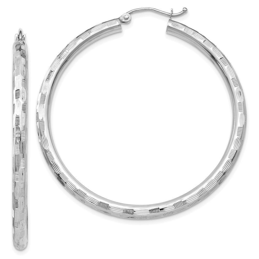 Gold Patterned Diamond-cut Hoop Earrings