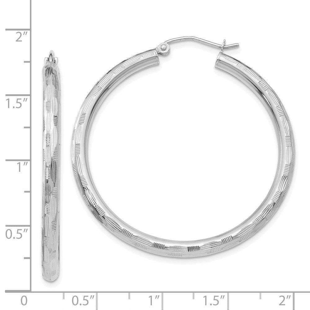 Gold Patterned Diamond-cut Hoop Earrings