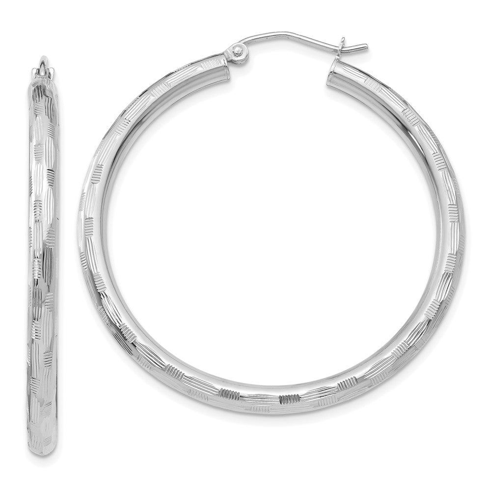 Gold Patterned Diamond-cut Hoop Earrings