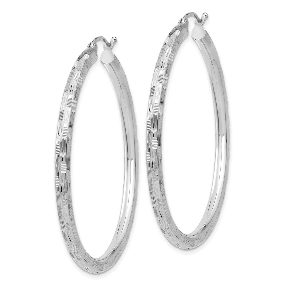 Gold Patterned Diamond-cut Hoop Earrings