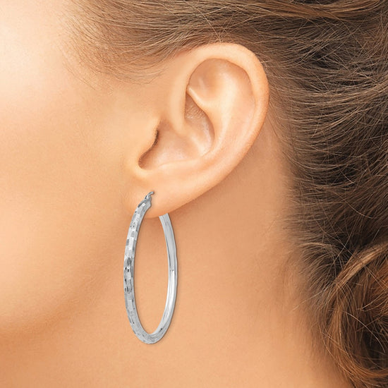 Gold Patterned Diamond-cut Hoop Earrings