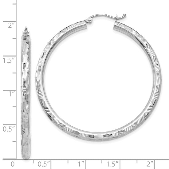 Gold Patterned Diamond-cut Hoop Earrings