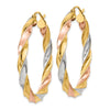 4mm Gold Tri-color Twisted Hoop Earrings