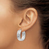 14k White Gold Diamond Cut Hoop Earrings