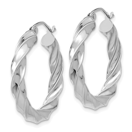 4mm Gold Twisted Tube Hoop Earrings