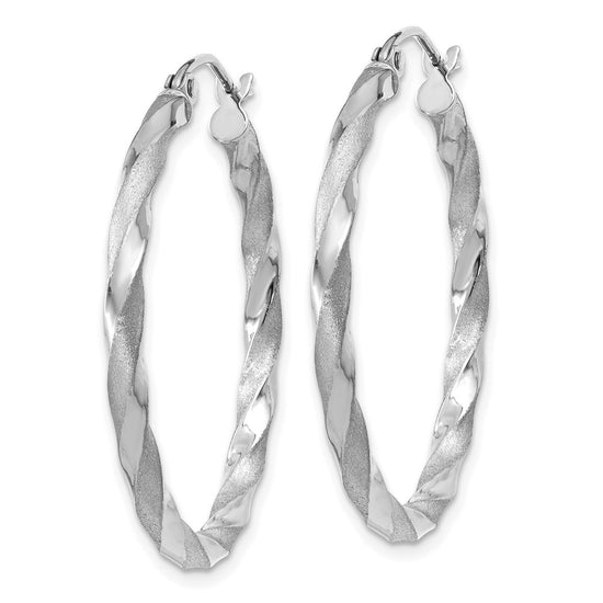 2.5mm Gold Satin Polished Twisted Tube Hoop Earrings