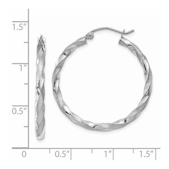 2.5mm Gold Satin Polished Twisted Tube Hoop Earrings