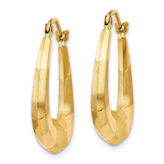 Gold Diamond-cut Satin Hoop Earrings