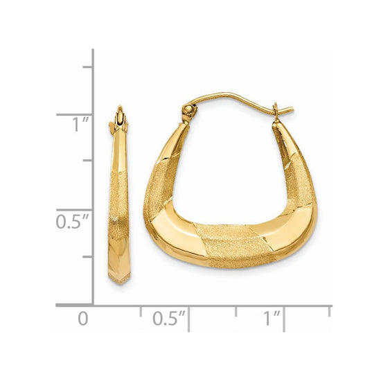 Gold Diamond-cut Satin Hoop Earrings