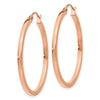14k Rose Gold 2x35mm Polished Lightweight Square-Tube Hoop Earrings