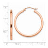 14k Rose Gold 2x30mm Polished Lightweight Square-Tube Hoop Earrings