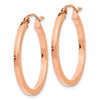 14k Rose Gold 2x25mm Polished Lightweight Square-Tube Hoop Earrings