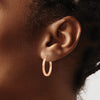 14k Rose Gold 2x20mm Polished Lightweight Square-Tube Hoop Earrings