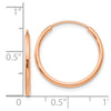 14k Rose Gold 1.5x17mm Polished Endless Tube Hoop Earrings