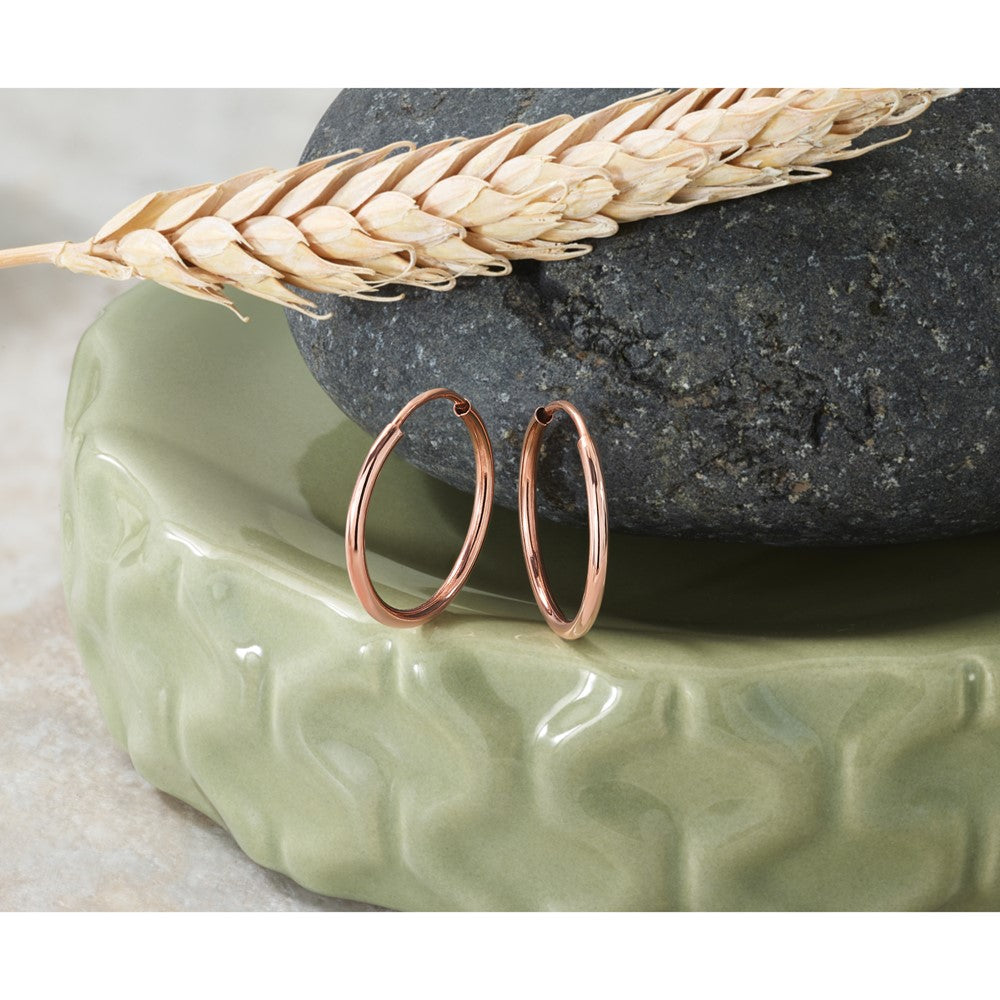 14k Rose Gold 1.5x17mm Polished Endless Tube Hoop Earrings