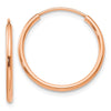 14k Rose Gold 1.5x17mm Polished Endless Tube Hoop Earrings
