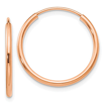 14k Rose Gold 1.5x17mm Polished Endless Tube Hoop Earrings