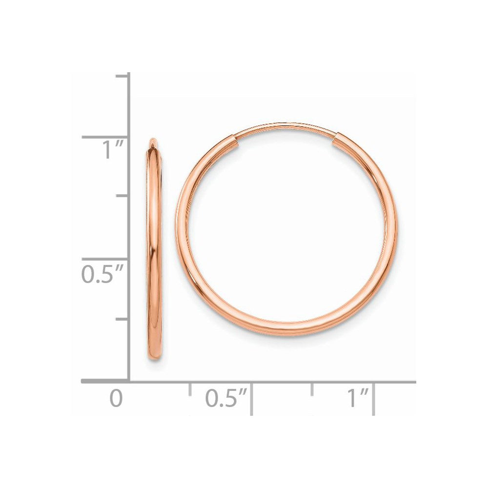 14k Rose Gold 1.5x23mm Polished Endless Tube Hoop Earrings